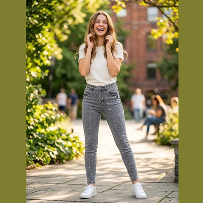 JEANS SKINNY GRIS CLARO C/PEDRERÍA LV5282