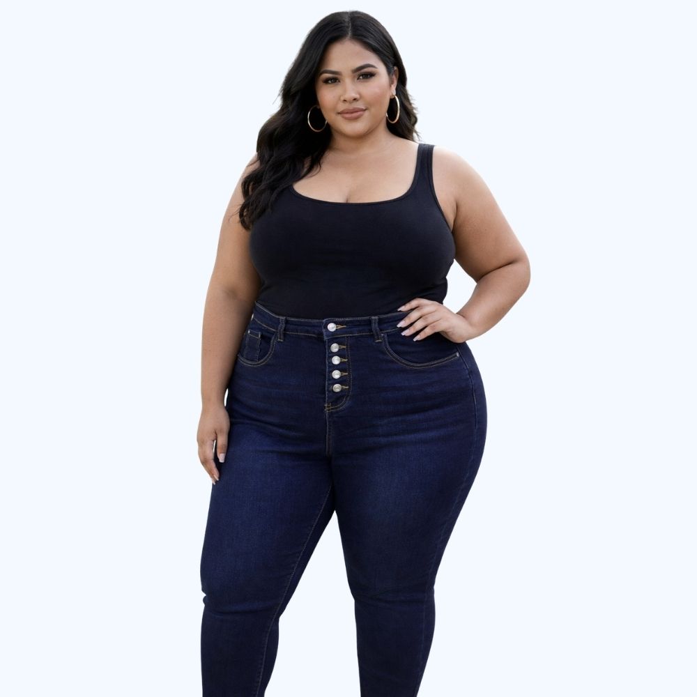 JEANS SKINNY TIRO ALTO Y BOTONES LV5173X TALLA EXTRA