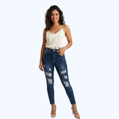 JEANS SKINNY DARK CON DESTRUCCIÓN LV5177