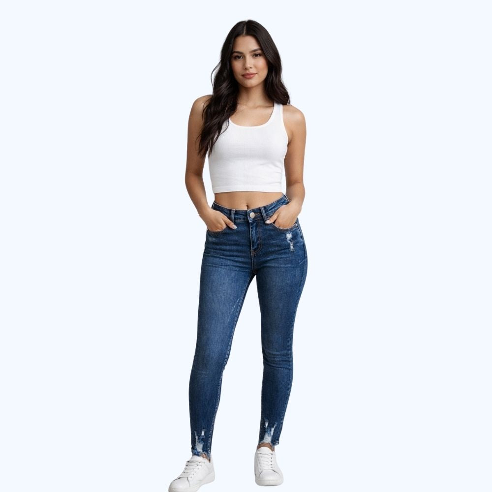 JEANS SKINNY DESLAVADO OSCURO LV5175