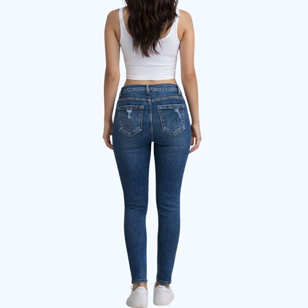 JEANS SKINNY DESLAVADO OSCURO LV5175