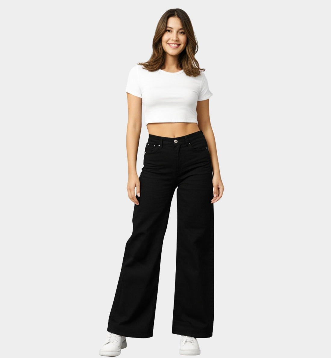 JEANS WIDE LEG NEGRO LV8008