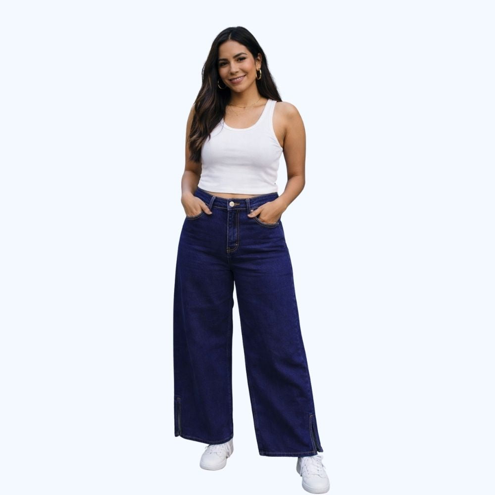 JEANS WIDE LEG ABERTURAS LATERALES LV5160