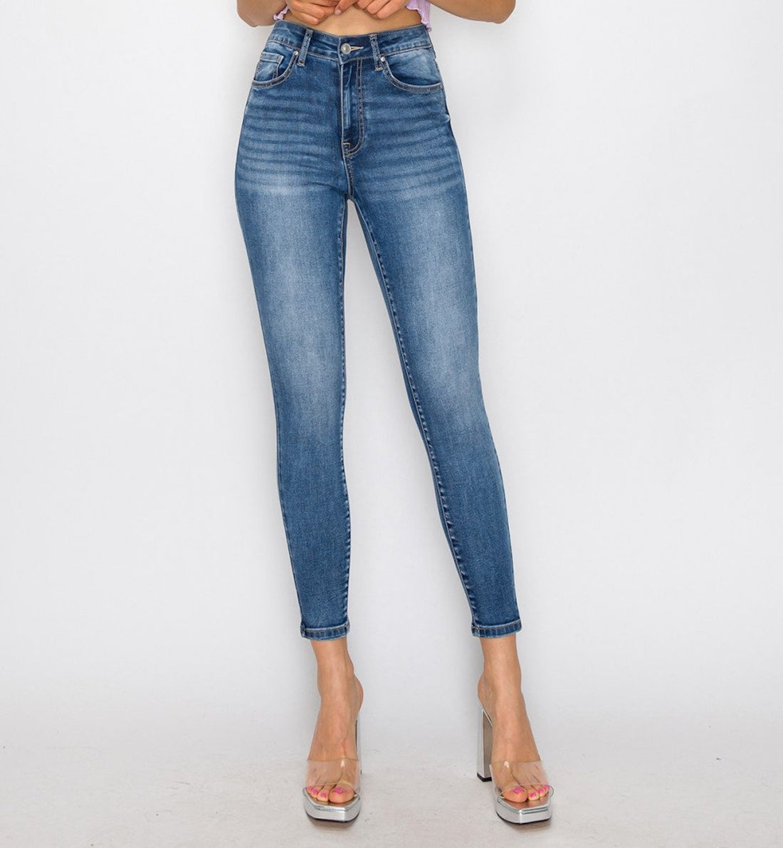 SKINNY JEANS LISOS TIRO ALTO 90330