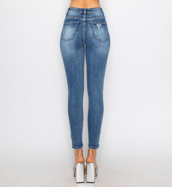 SKINNY JEANS TIRO ALTO RASGADO 90331