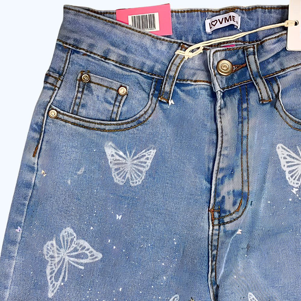 JEANS DETALLES DE MARIPOSAS Y PEDRERÍA LV5300
