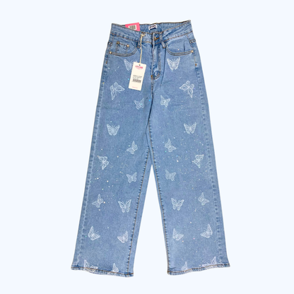 JEANS DETALLES DE MARIPOSAS Y PEDRERÍA LV5300