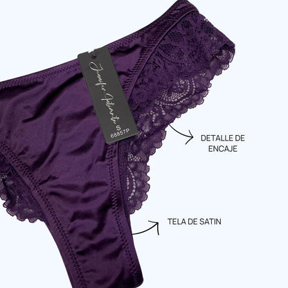 PANTY CACHETERO SATIN CON DETALLES DE ENCAJE 68857P