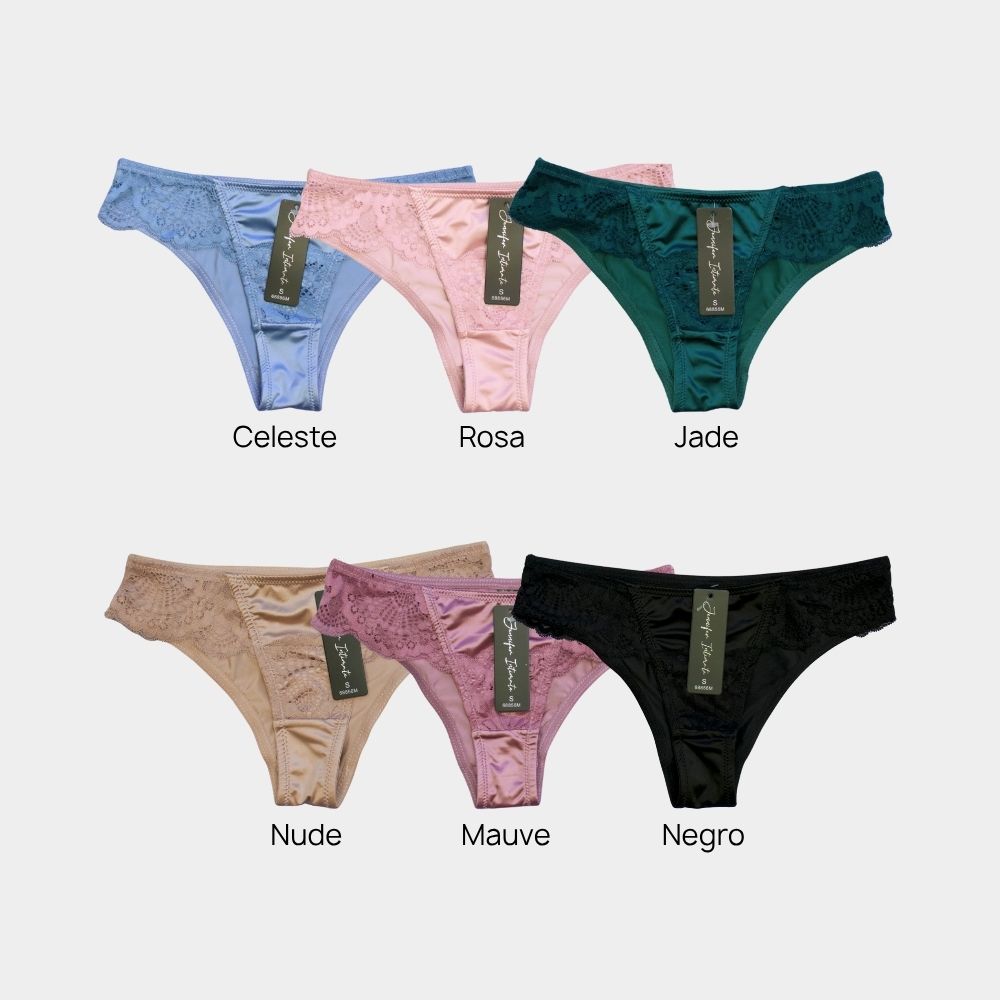 PANTY BIKINI SATINADA C/ENCAJE 68856M