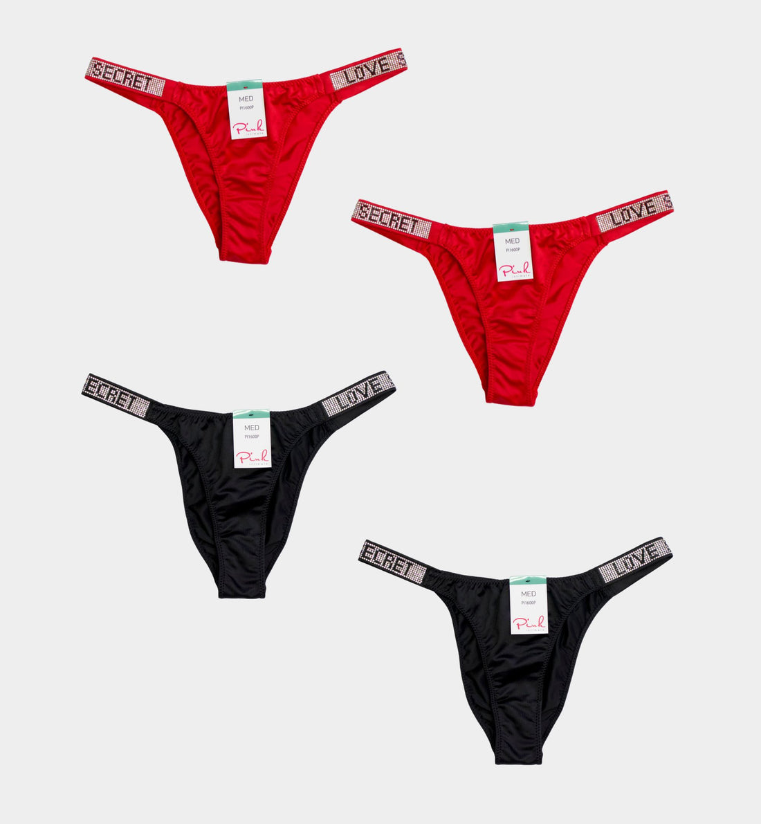 PANTY CACHETERO SATINADO CON PEDRERIA "LOVE SECRET" PI1600P