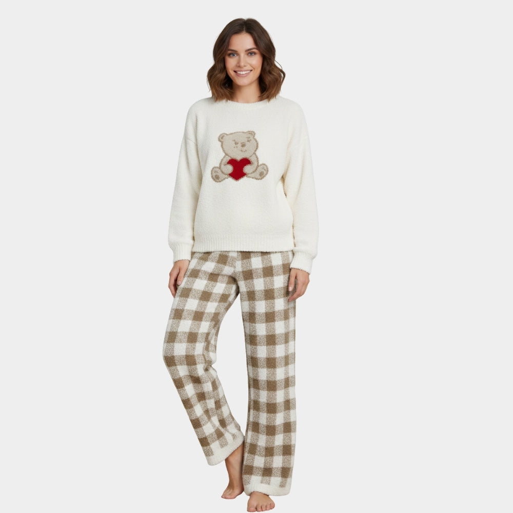 PIJAMA POLAR OSITO Y CUADROS LV252535