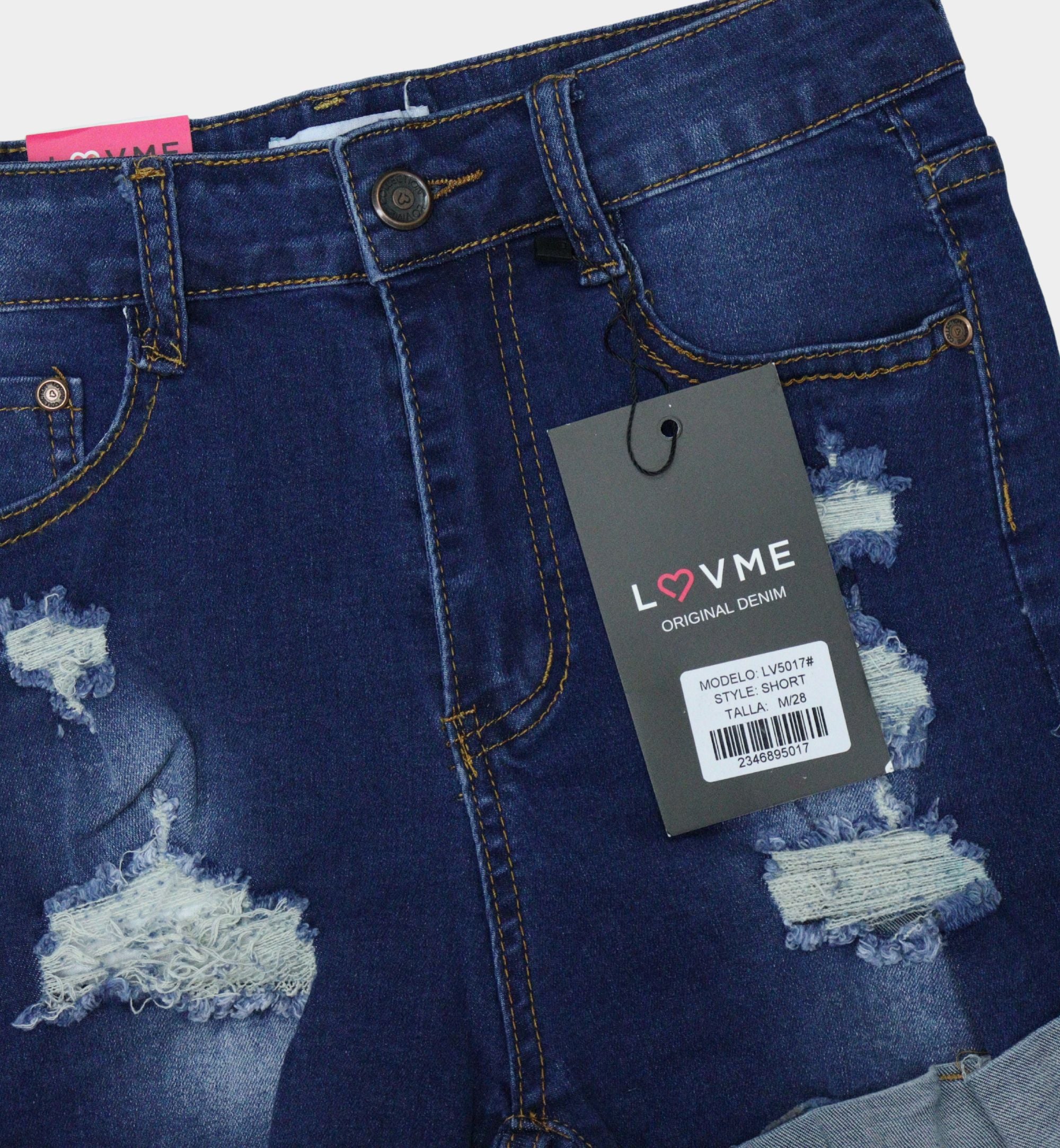 PRENDA DENIM CON DOBLADILLO Y RASGADO LV5017 OFF
