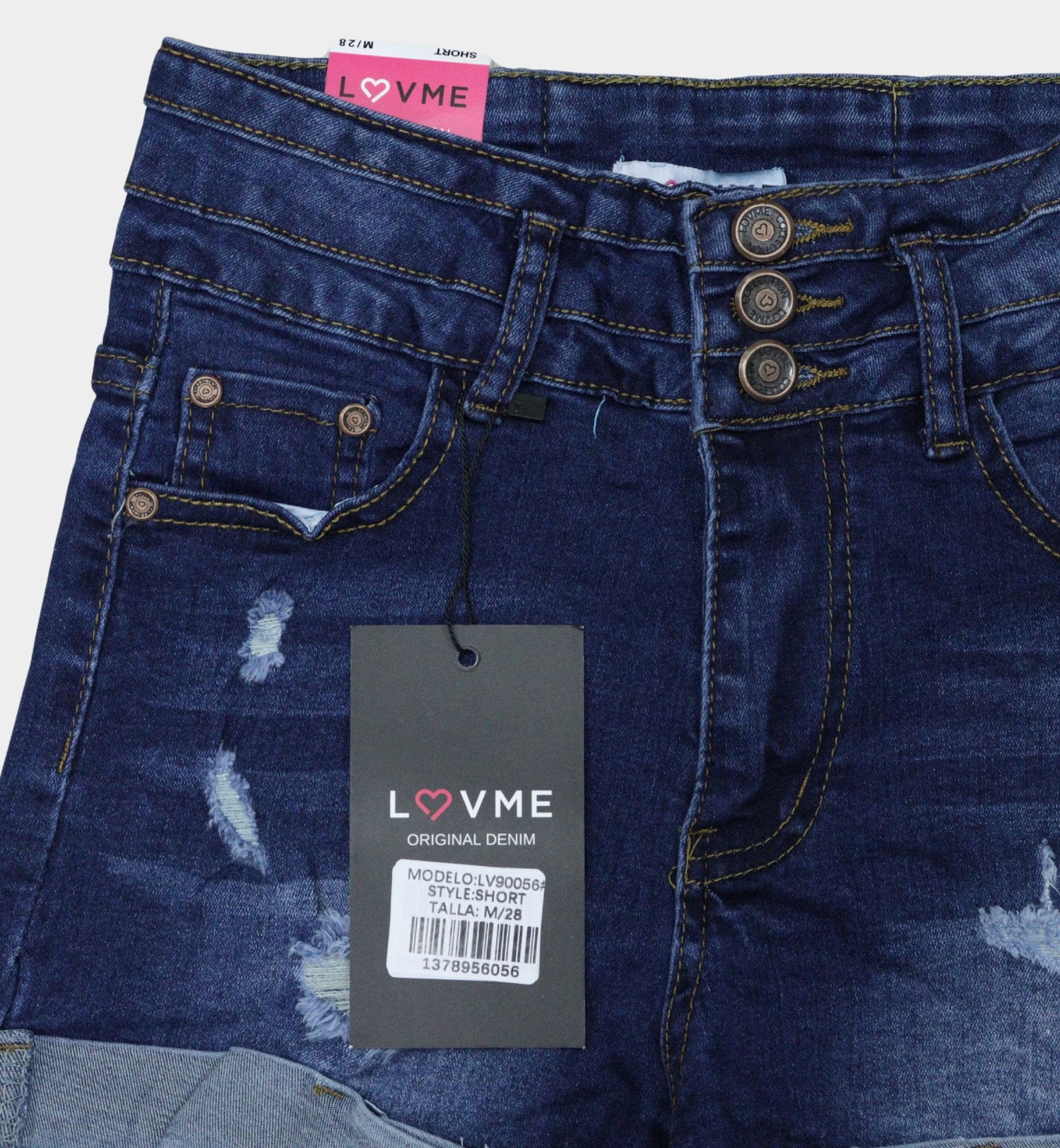 PRENDA DENIM CON DOBLADILLO Y RASGADO LV90056 OFF