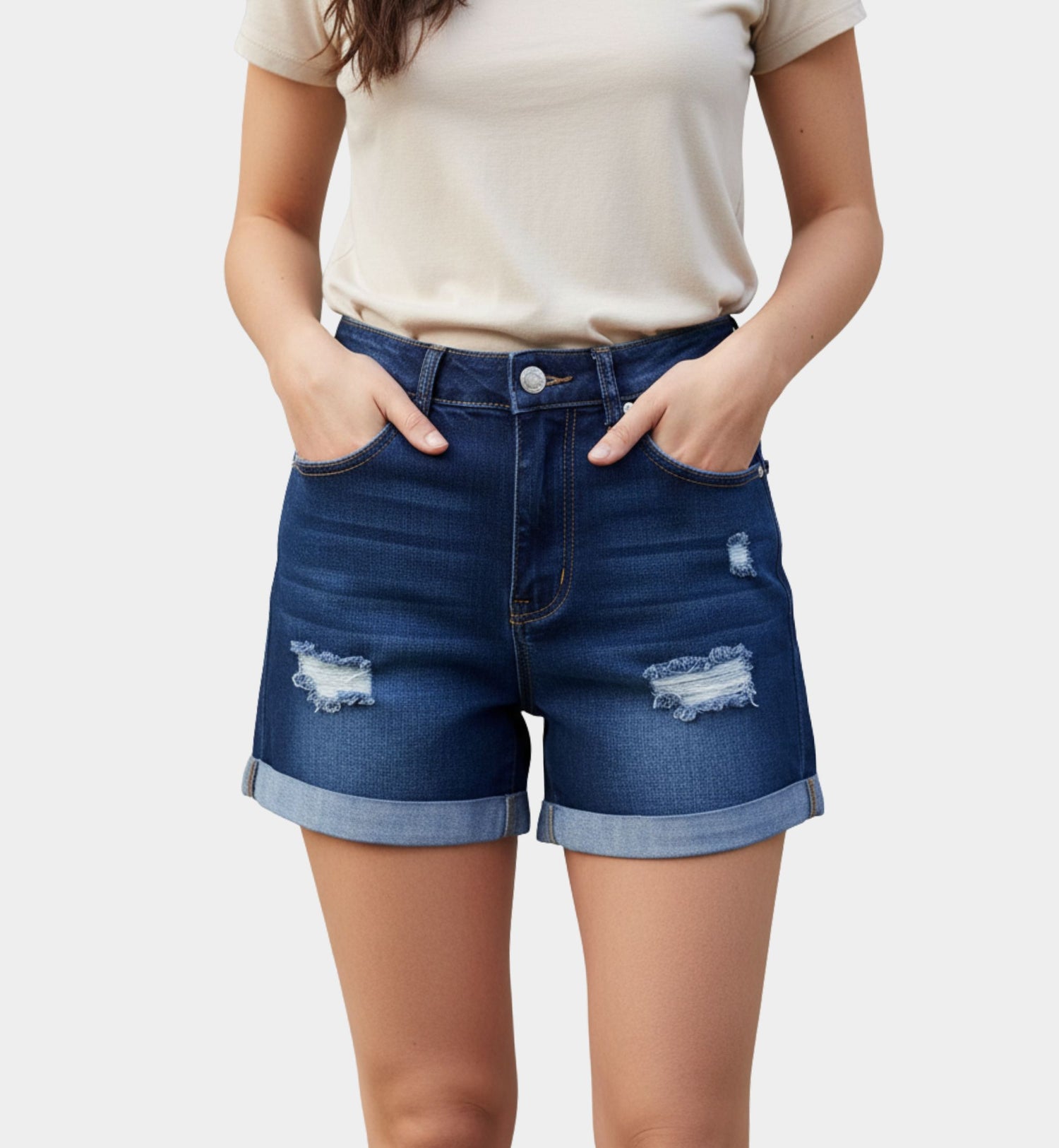 PRENDA CORTA DENIM CON RASGADO LV5036