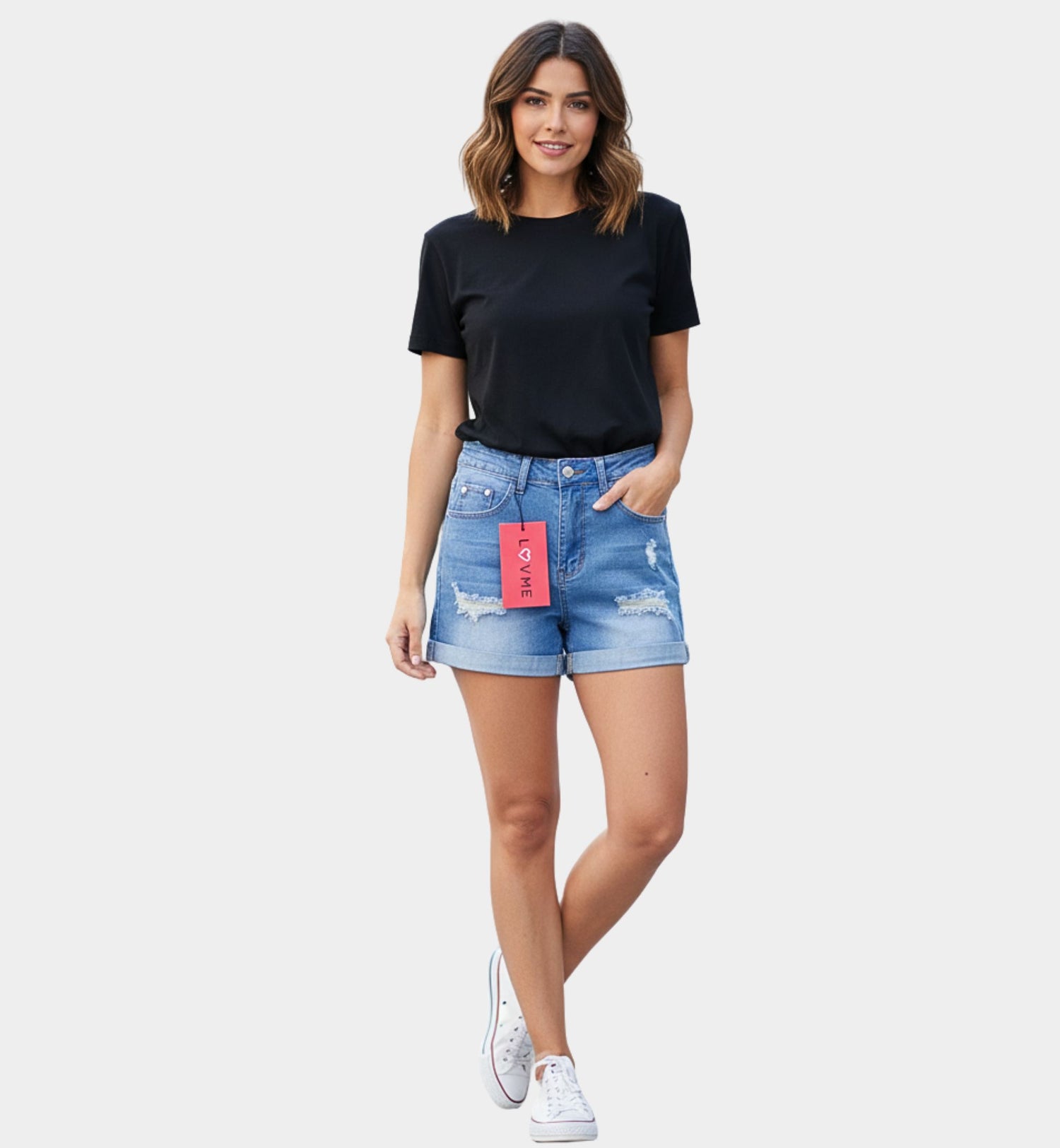 PRENDA CORTA DENIM CON RASGADO LV5036