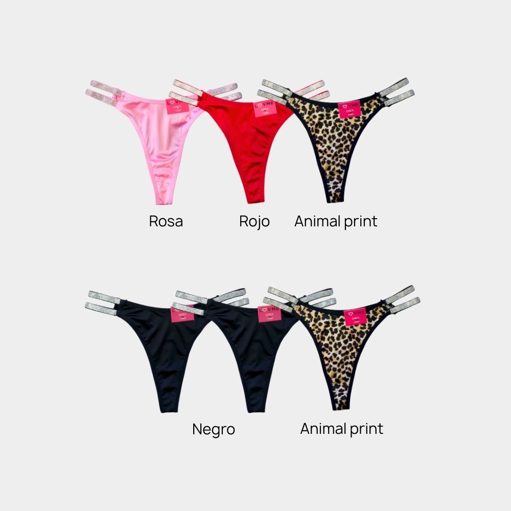 TANGA SATINADA C/PEDRERÍA LV862T