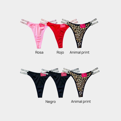 TANGA SATINADA C/PEDRERÍA LV862T