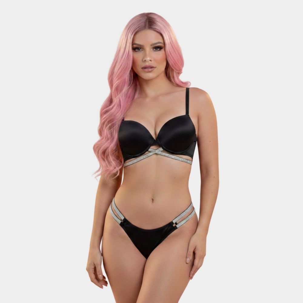 TANGA SATINADA C/PEDRERÍA LV862T