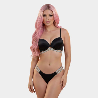 TANGA SATINADA C/PEDRERÍA LV862T