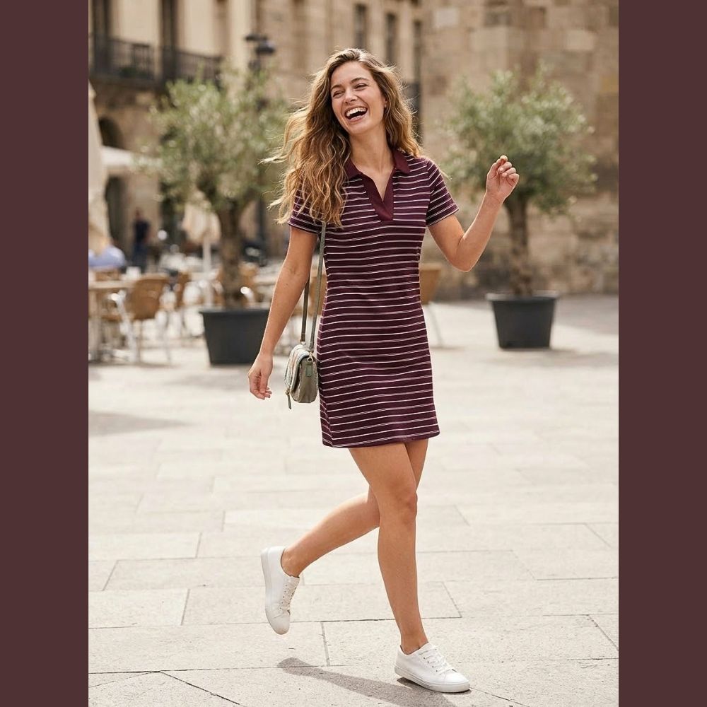VESTIDO LARGO TIPO PLAYERA DE RAYAS LV04172