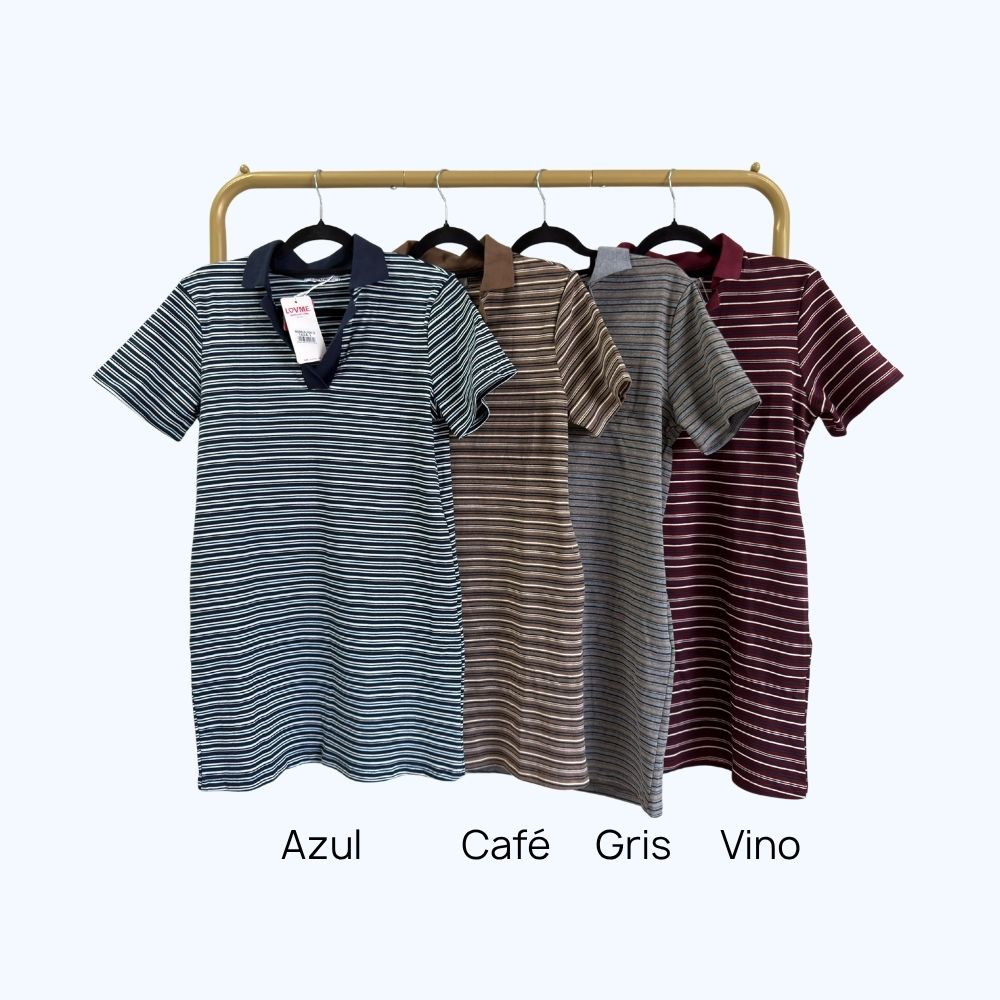 VESTIDO LARGO TIPO PLAYERA DE RAYAS LV04172