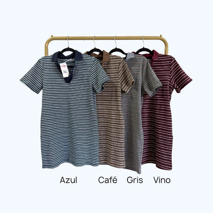 VESTIDO LARGO TIPO PLAYERA DE RAYAS LV04172