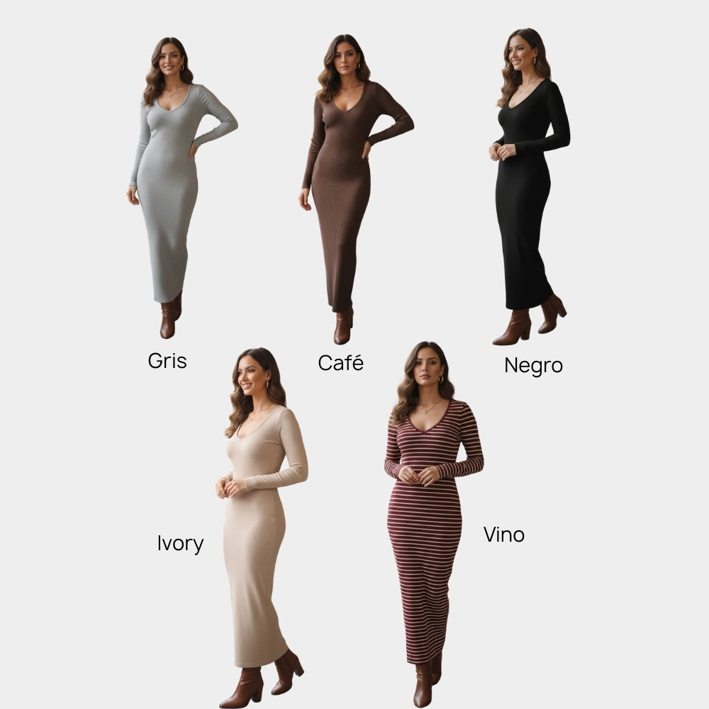 VESTIDO LARGO ACANALADO LV246A