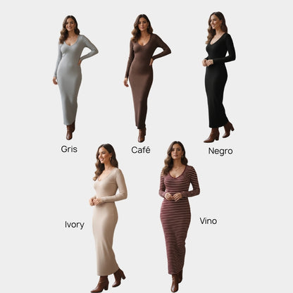 VESTIDO LARGO ACANALADO LV246A