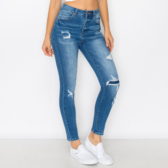 JEANS SKINNY DENIM DESTRUCTED 90317